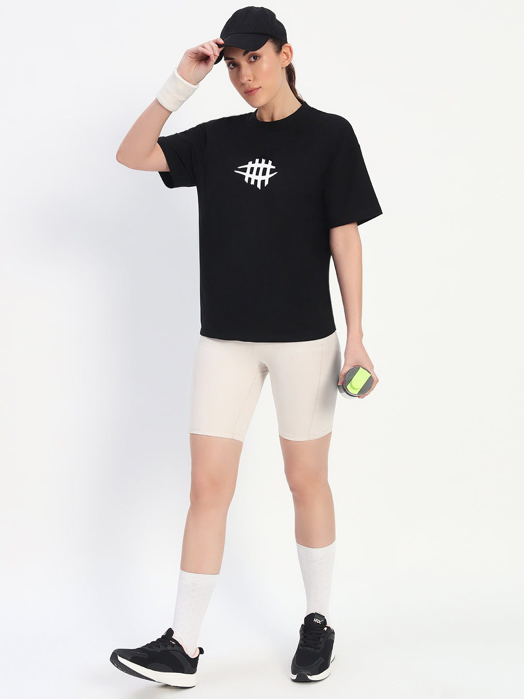 Nylon Regular OverSize Drop Shoulder T-Shirt - Black