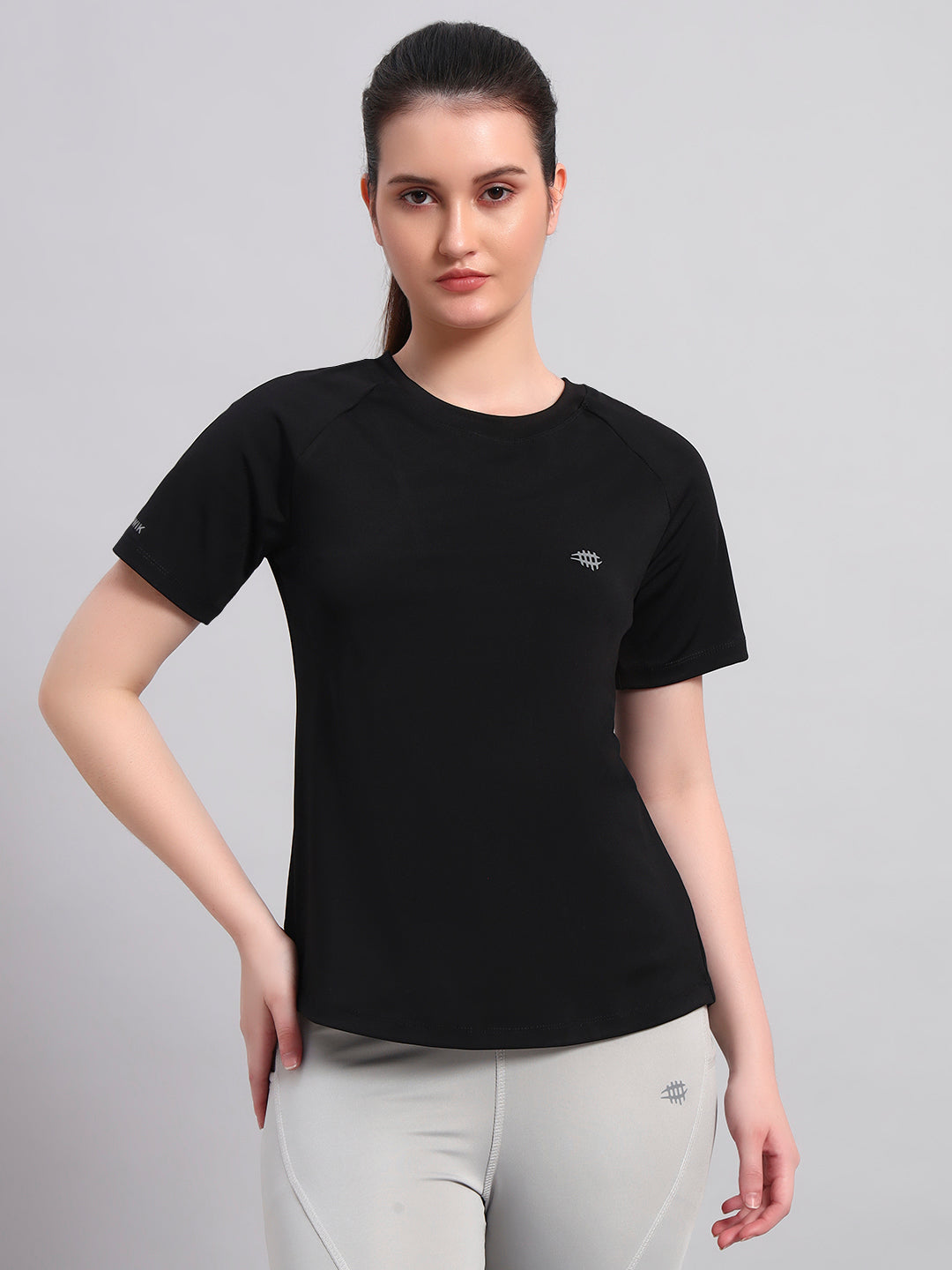 Nylon Workout T-Shirt With Mesh - Black