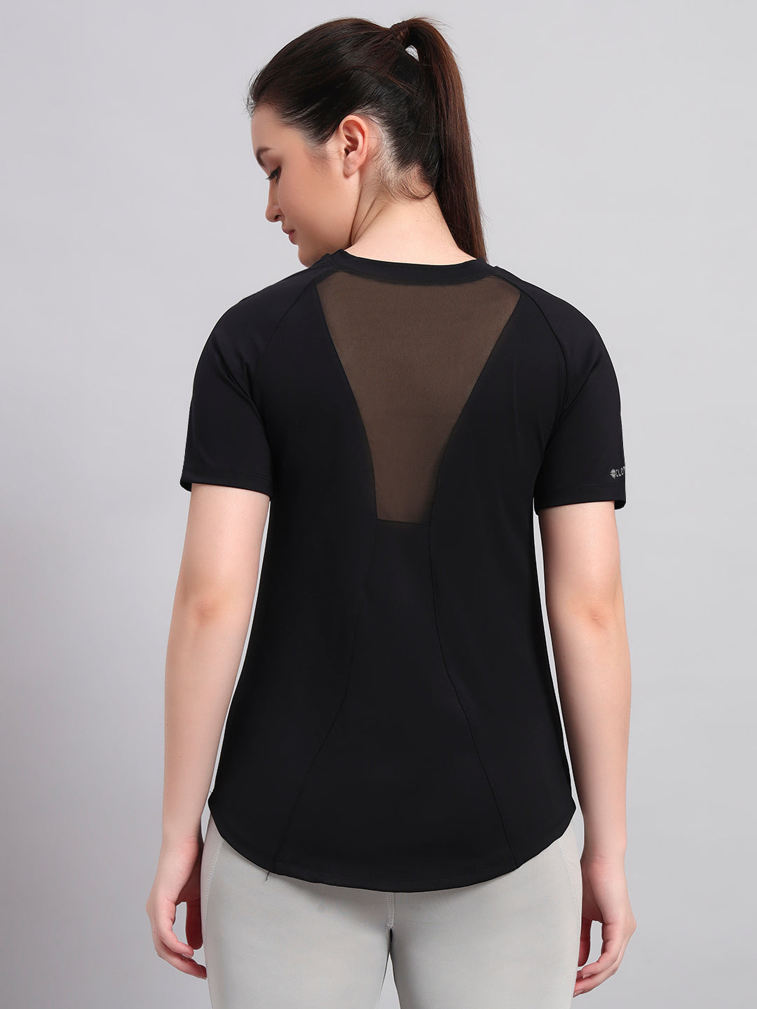 Nylon Workout Back Mesh T-Shirt - Black