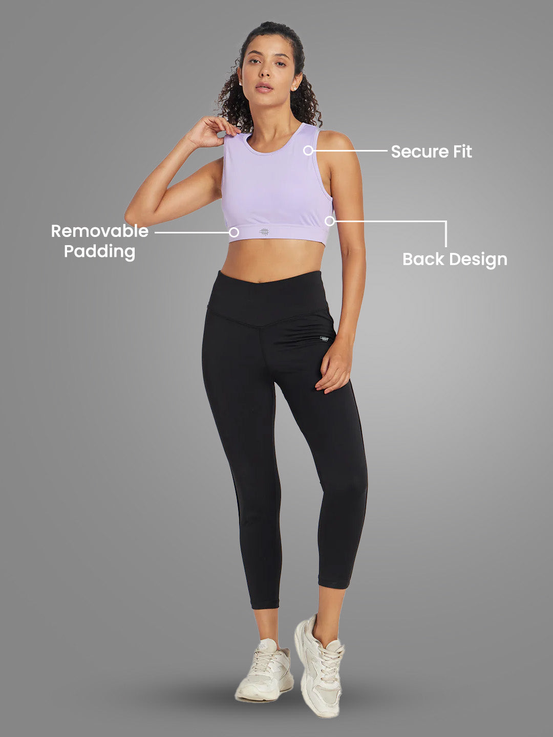 Nylon Back Design Sports Bra – Purple