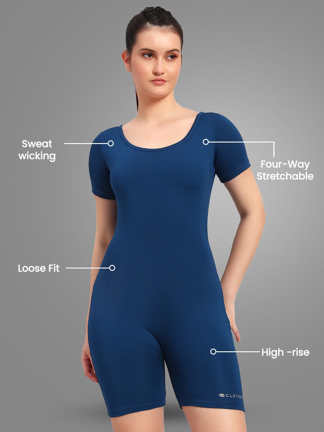 Nylon Women Sports Playsuit – Teal