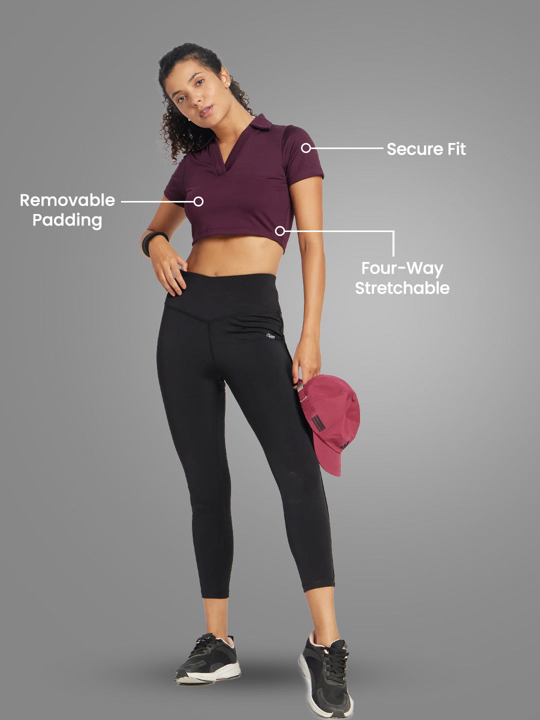 Nylon Workout Crop Top – Wine
