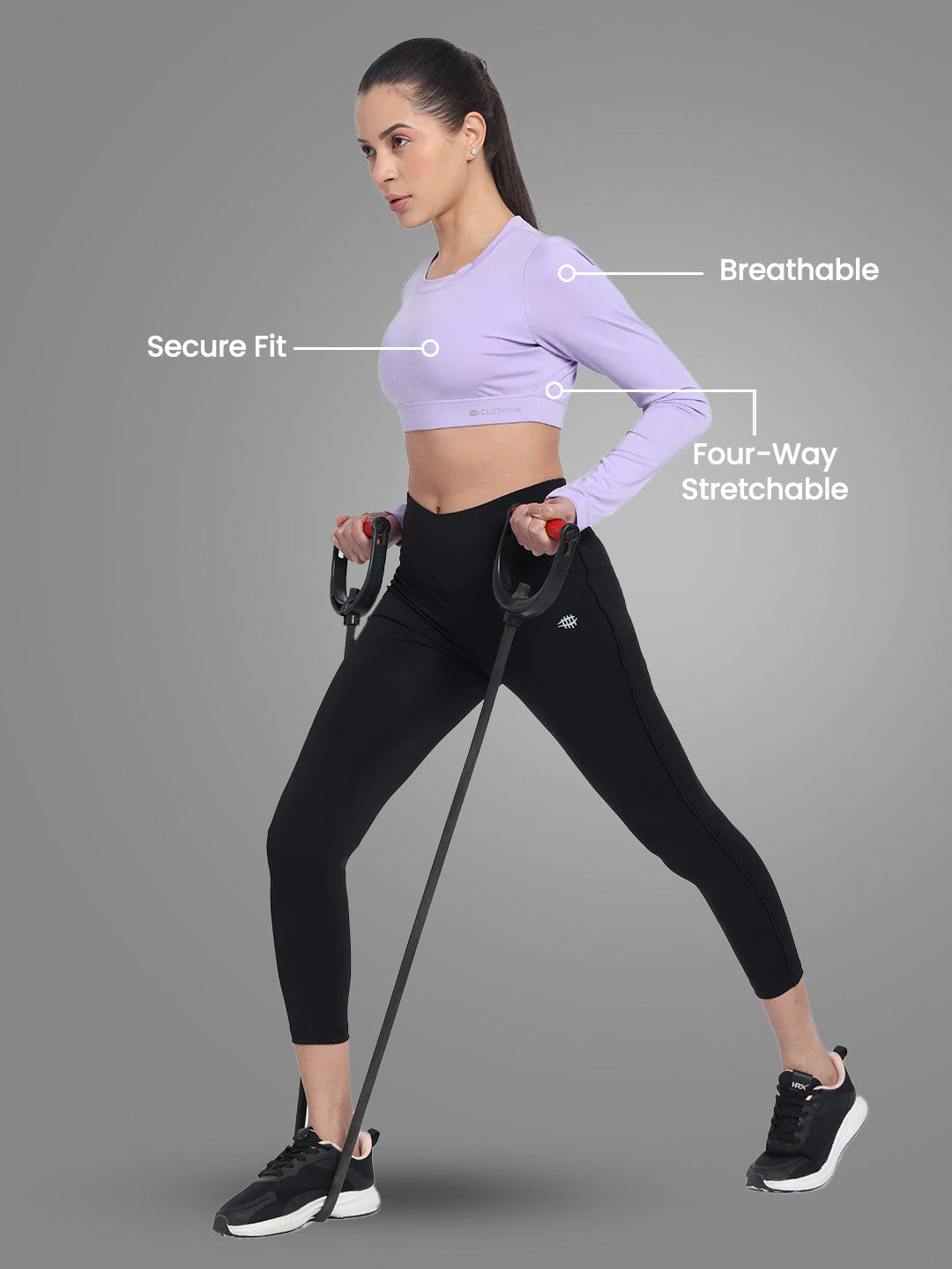 Nylon Workout Full Sleeves Sports Bra – Purple